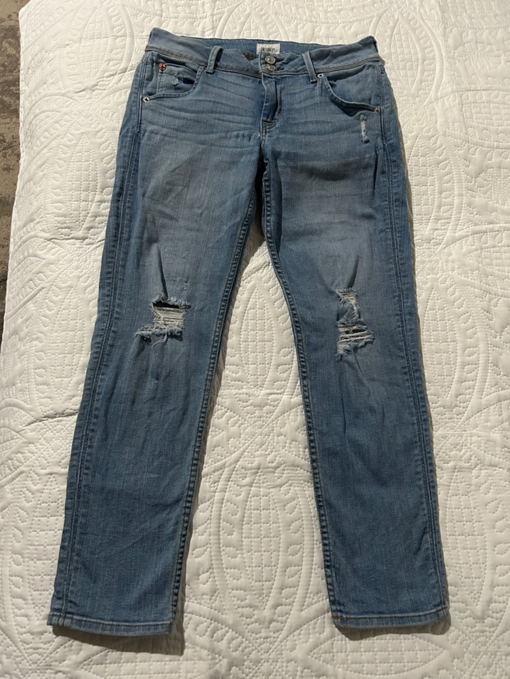 Hudson Jeans Women's Light Blue Skinny Distressed Denim SZ: 28
